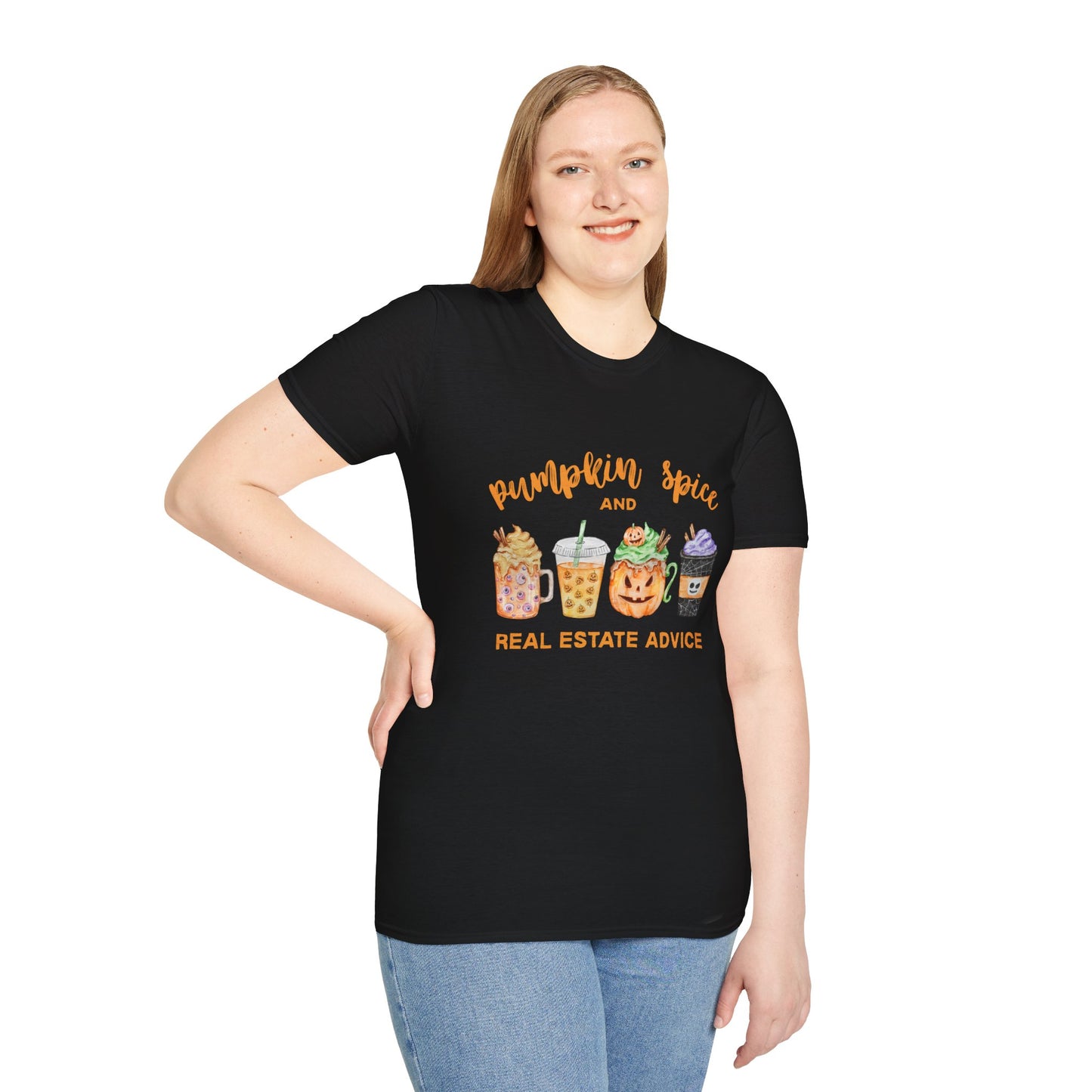Pumpkin Spice and Real Estate Advice – Fall Drinks Real Estate T-Shirt
