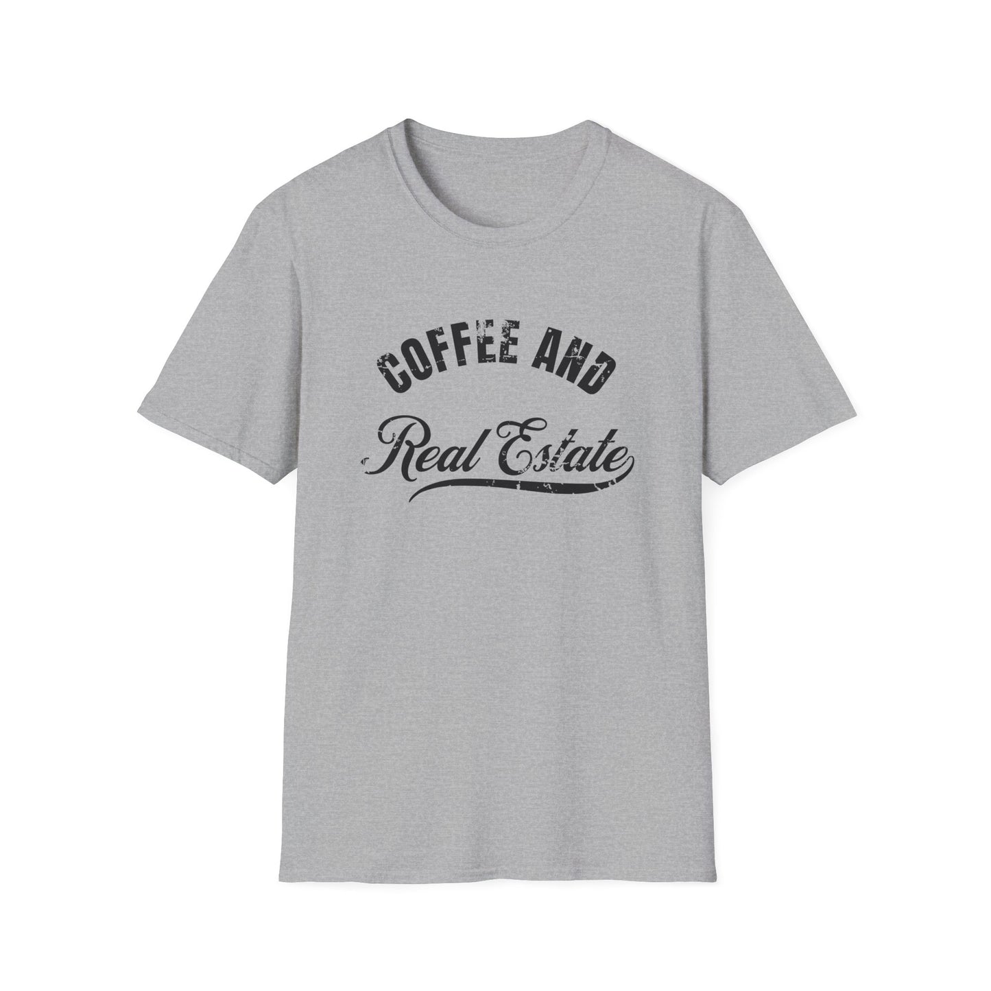 Coffee & Real Estate Vintage Distressed Font - Real Estate T-Shirt