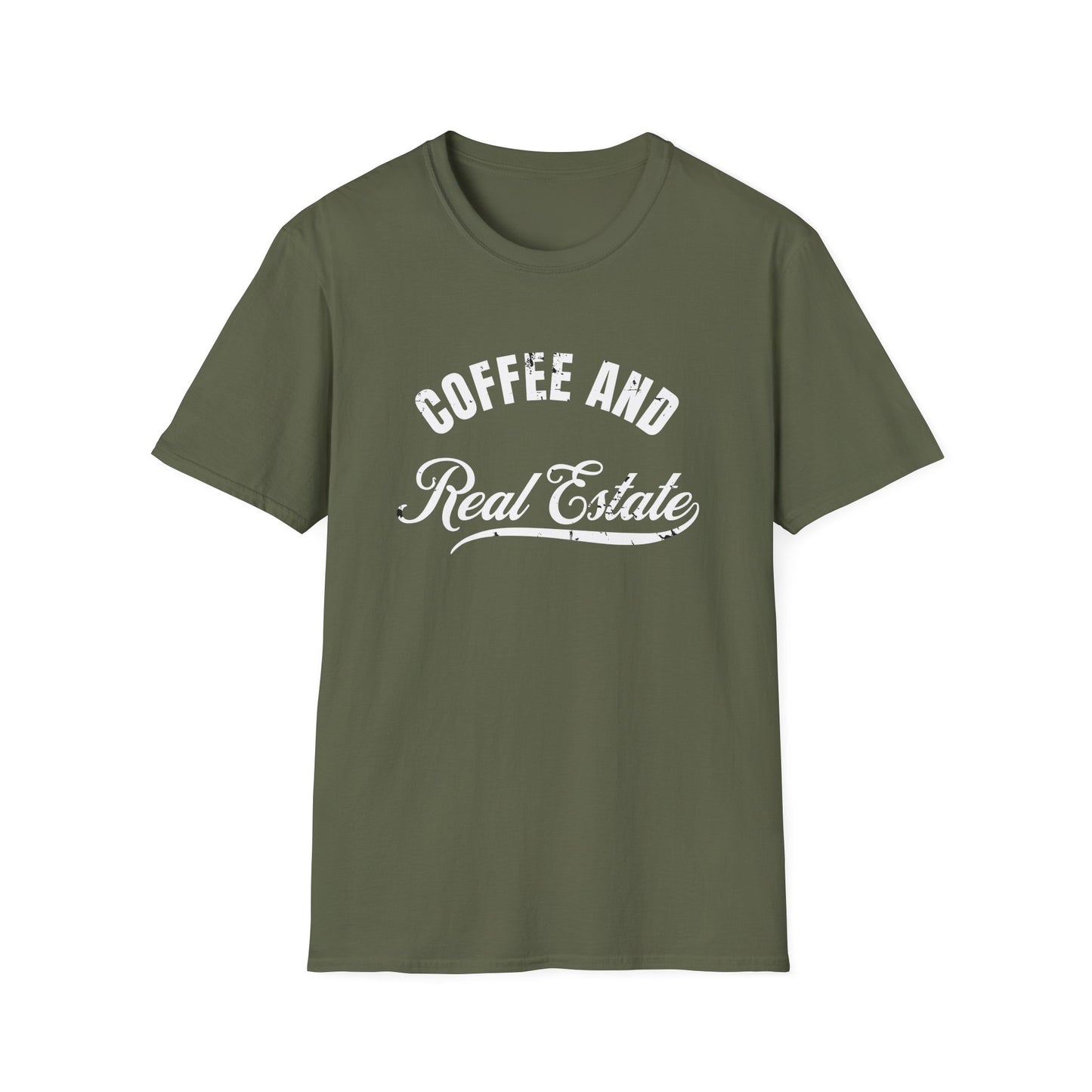Coffee & Real Estate Vintage Distressed Font - Real Estate T-Shirt