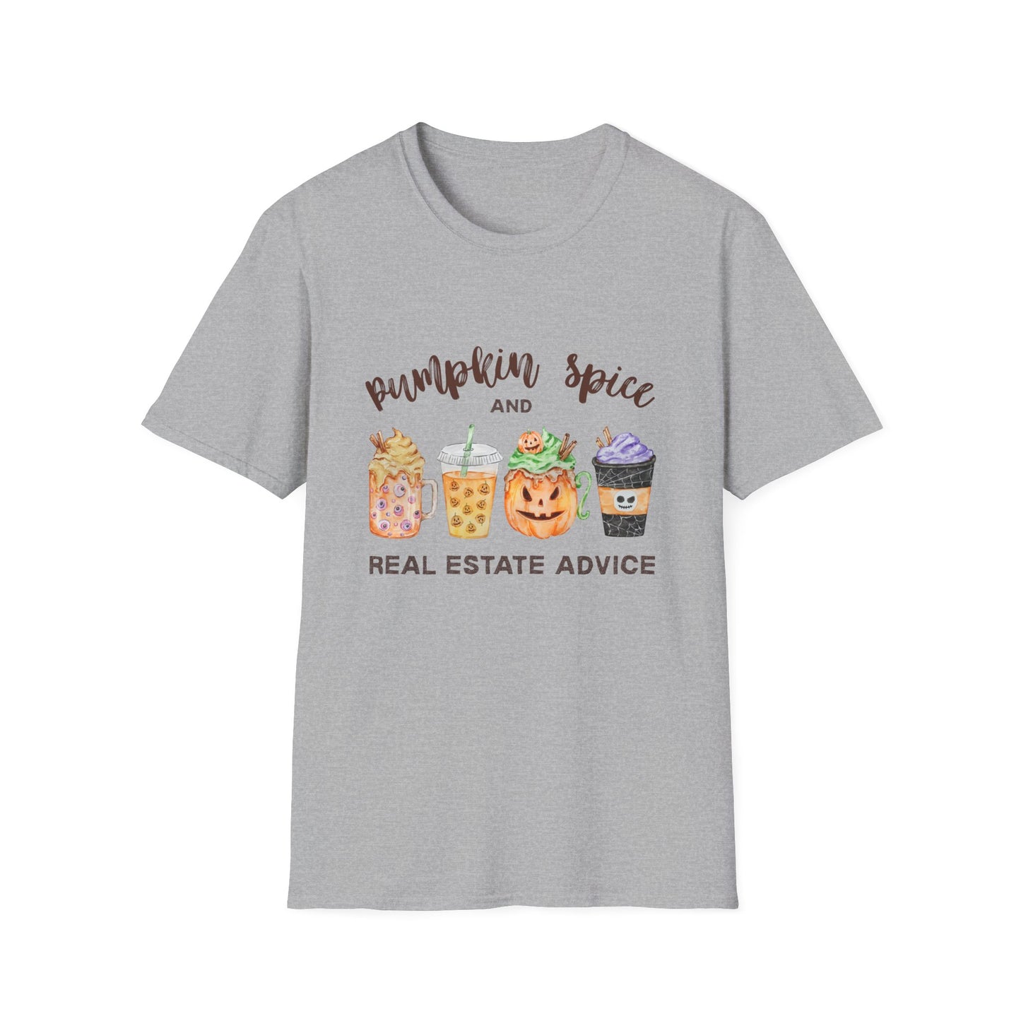 Pumpkin Spice and Real Estate Advice – Fall Drinks Real Estate T-Shirt