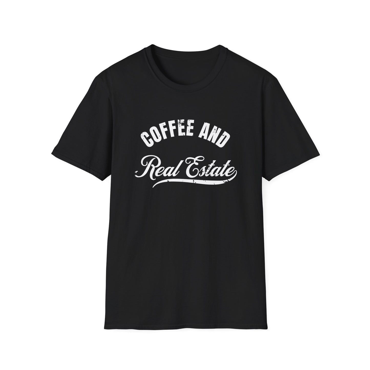 Coffee & Real Estate Vintage Distressed Font - Real Estate T-Shirt