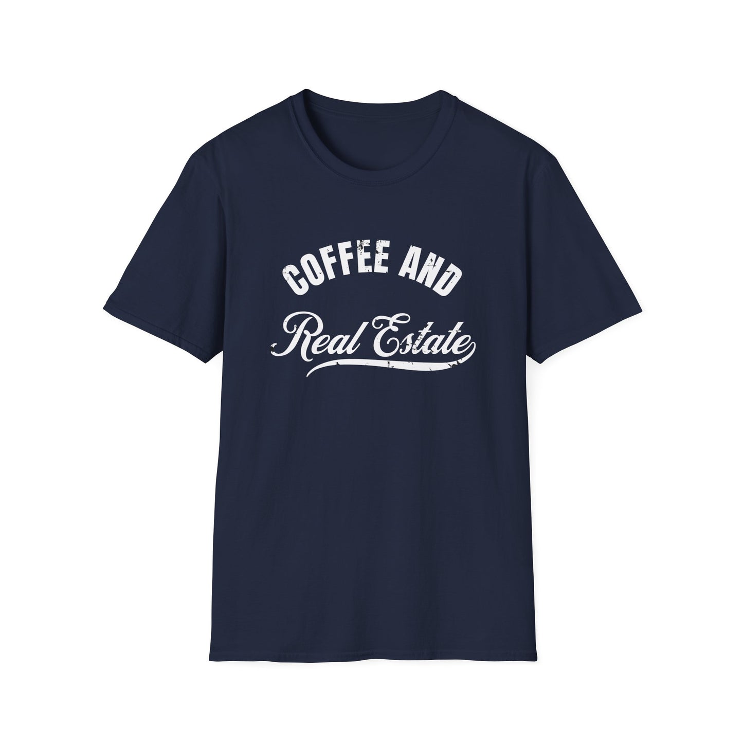 Coffee & Real Estate Vintage Distressed Font - Real Estate T-Shirt