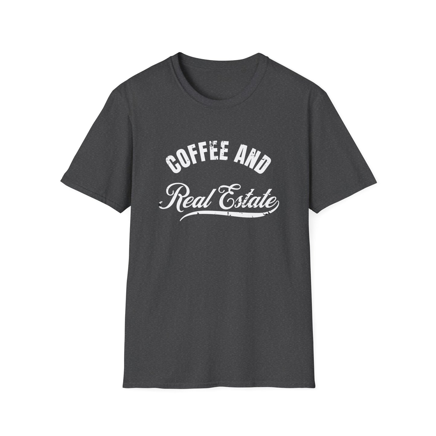 Coffee & Real Estate Vintage Distressed Font - Real Estate T-Shirt