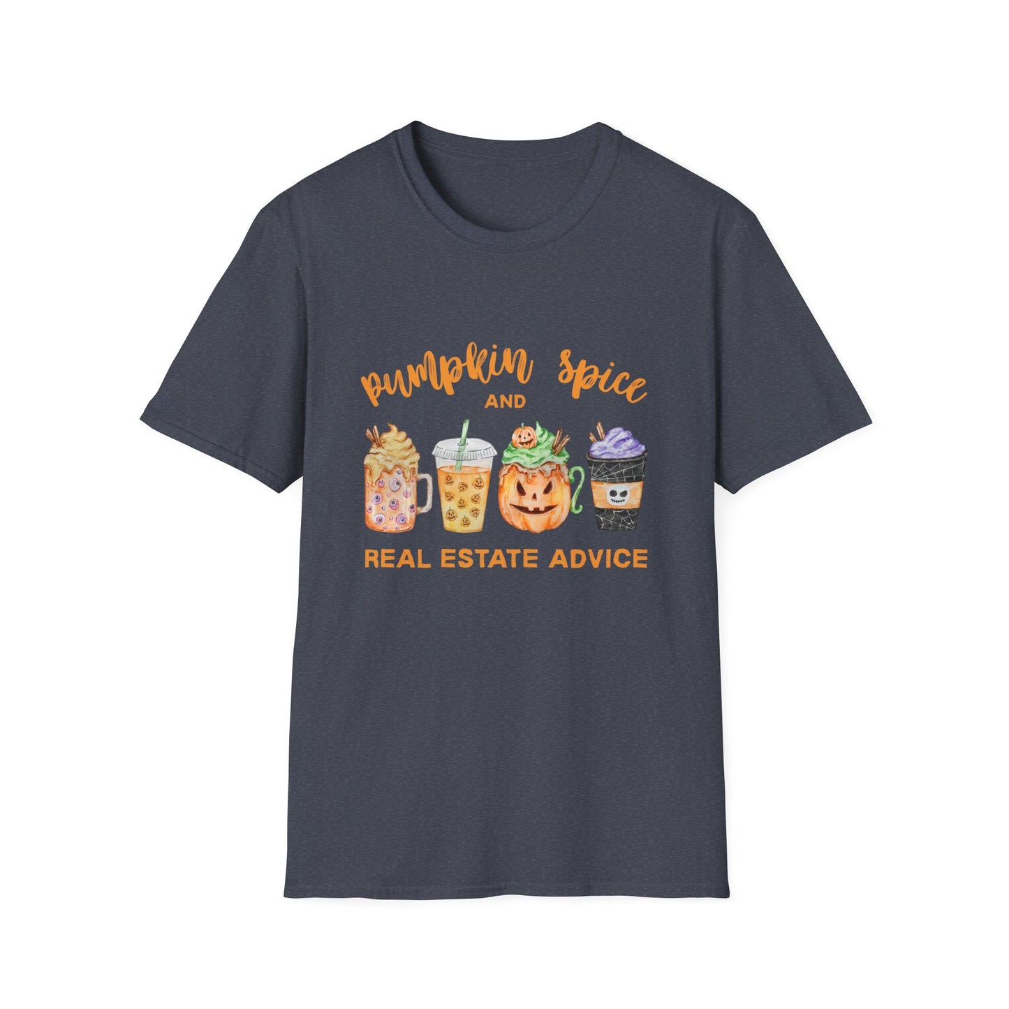 Pumpkin Spice and Real Estate Advice – Fall Drinks Real Estate T-Shirt