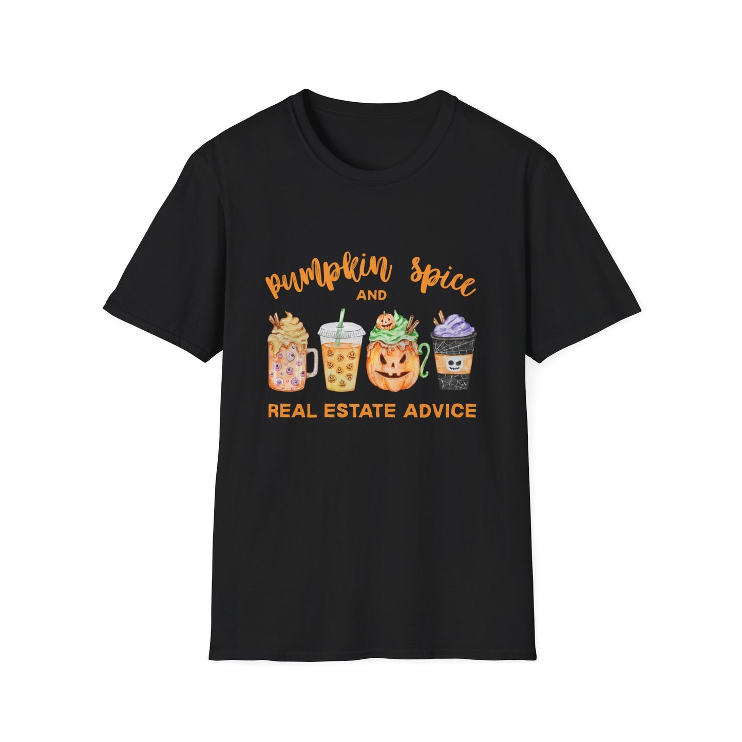 Pumpkin Spice and Real Estate Advice – Fall Drinks Real Estate T-Shirt