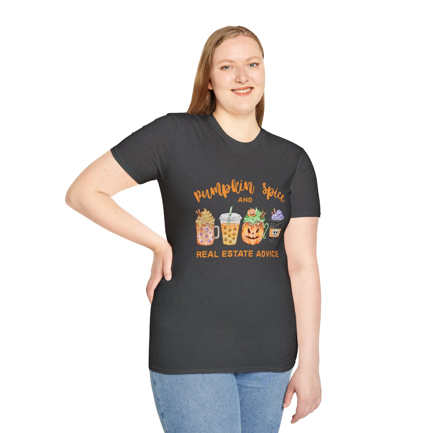 Pumpkin Spice and Real Estate Advice – Fall Drinks Real Estate T-Shirt