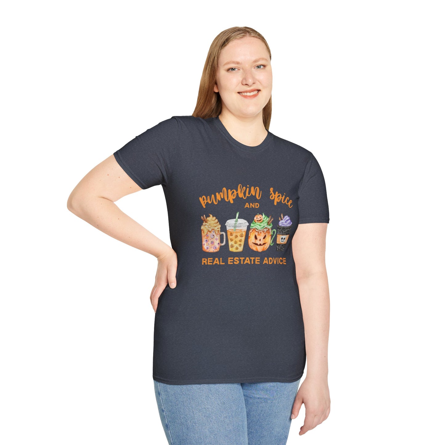 Pumpkin Spice and Real Estate Advice – Fall Drinks Real Estate T-Shirt
