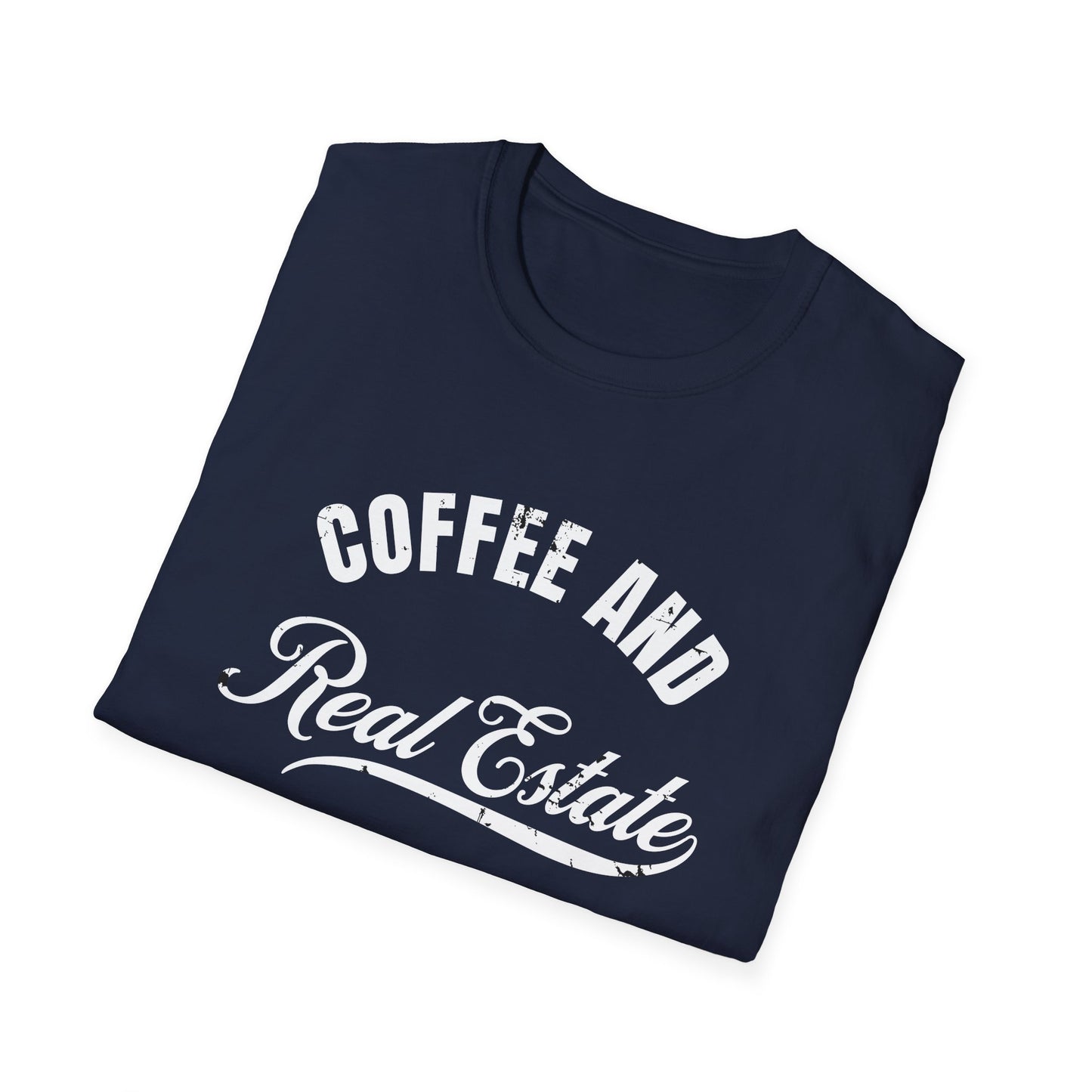Coffee & Real Estate Vintage Distressed Font - Real Estate T-Shirt