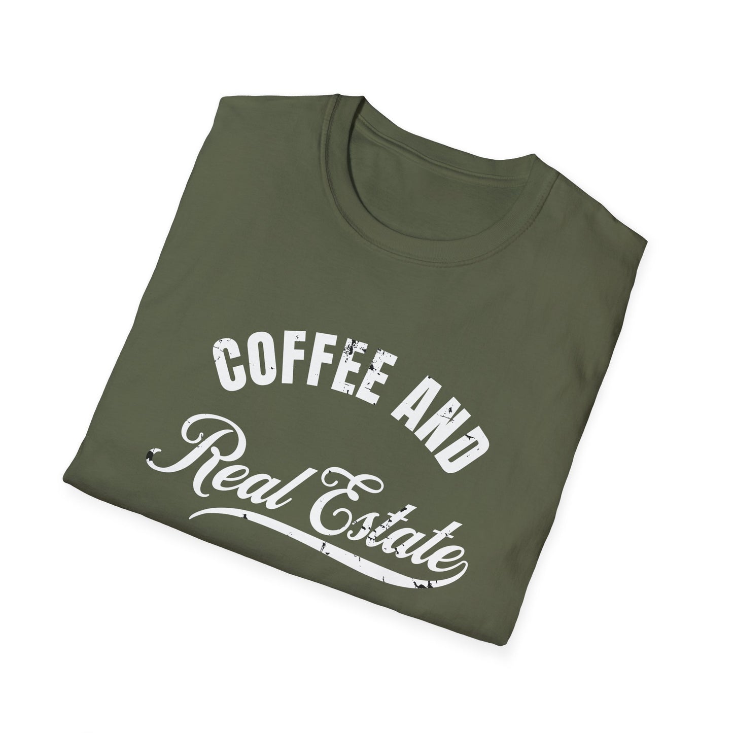 Coffee & Real Estate Vintage Distressed Font - Real Estate T-Shirt