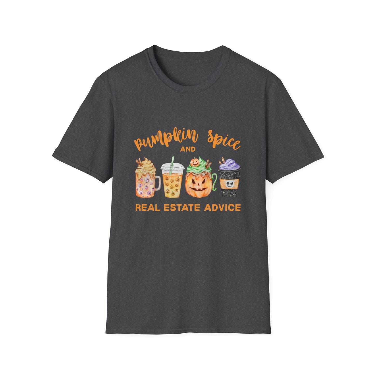 Pumpkin Spice and Real Estate Advice – Fall Drinks Real Estate T-Shirt