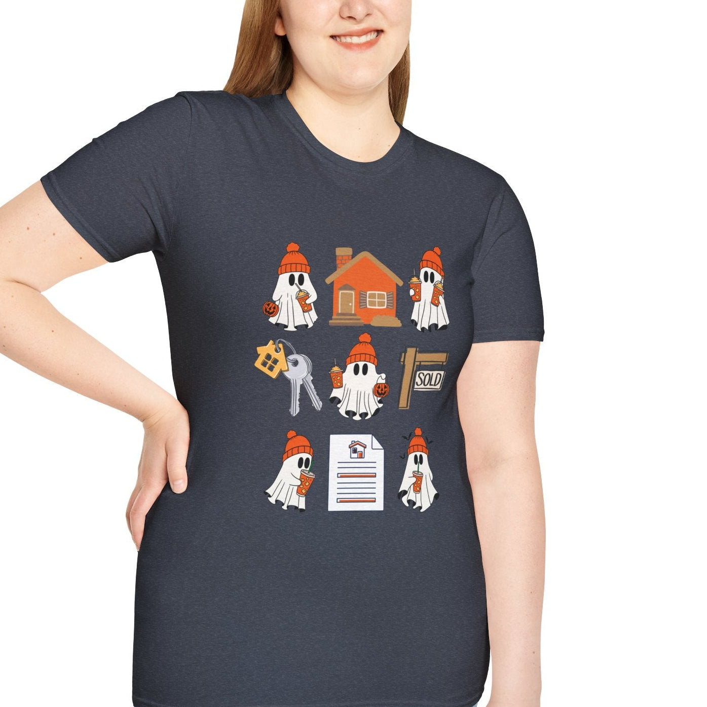 Halloween Cute Ghost Tee- Womens Real Estate T-Shirt