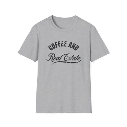 Coffee & Real Estate Vintage Distressed Font - Real Estate T-Shirt