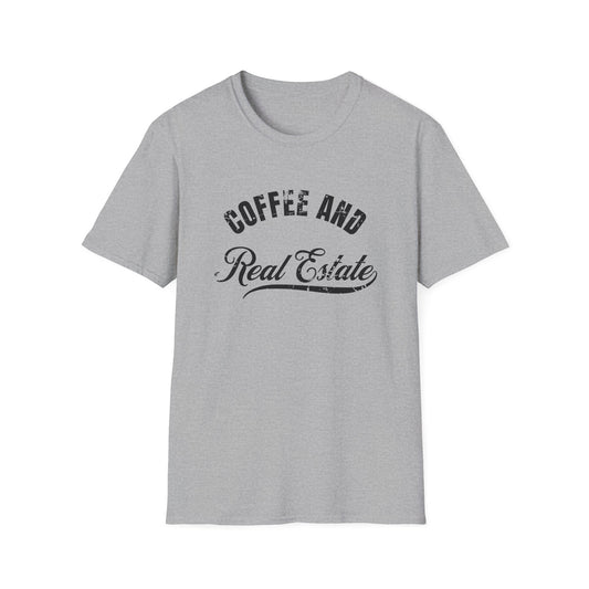 Coffee & Real Estate Vintage Distressed Font - Real Estate T-Shirt