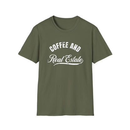 Coffee & Real Estate Vintage Distressed Font - Real Estate T-Shirt