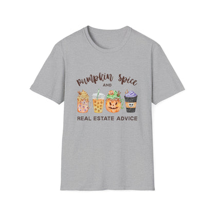 Pumpkin Spice and Real Estate Advice – Fall Drinks Real Estate T-Shirt