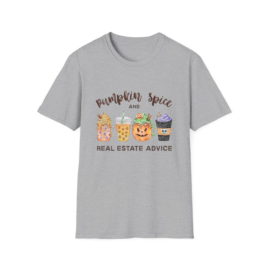 Pumpkin Spice and Real Estate Advice – Fall Drinks Real Estate T-Shirt