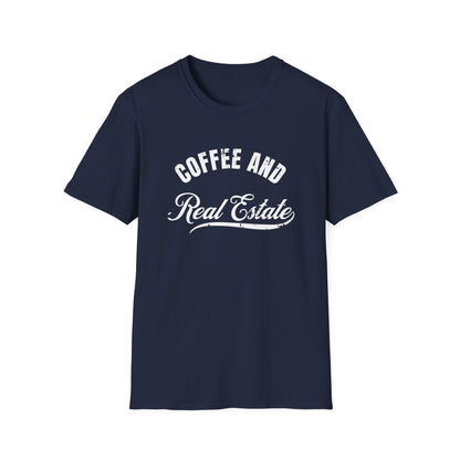 Coffee & Real Estate Vintage Distressed Font - Real Estate T-Shirt