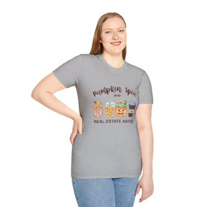Pumpkin Spice and Real Estate Advice – Fall Drinks Real Estate T-Shirt