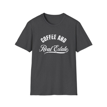 Coffee & Real Estate Vintage Distressed Font - Real Estate T-Shirt