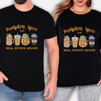 Pumpkin Spice and Real Estate Advice – Fall Drinks Real Estate T-Shirt
