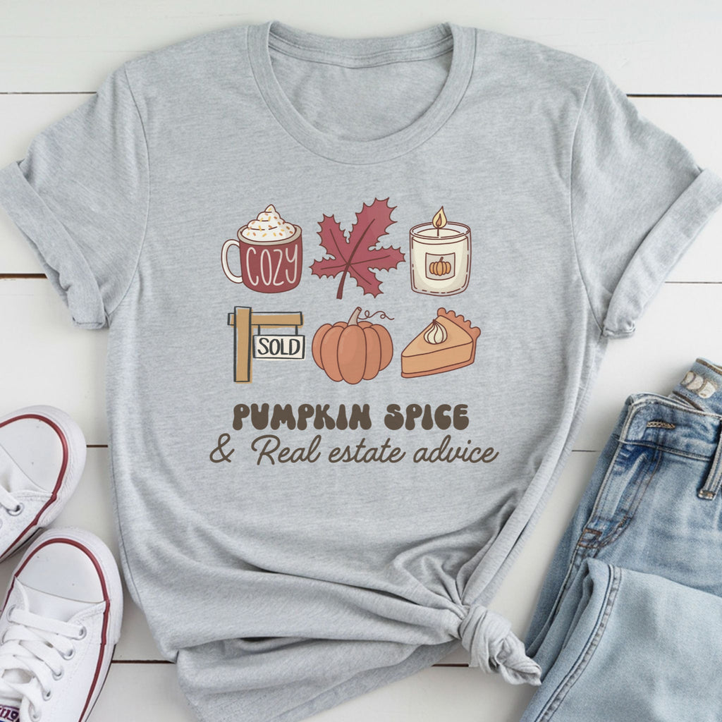 Pumpkin Spice and Real Estate Advice – Fall Icons Real Estate T-Shirt