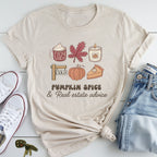 Pumpkin Spice and Real Estate Advice – Fall Icons Real Estate T-Shirt