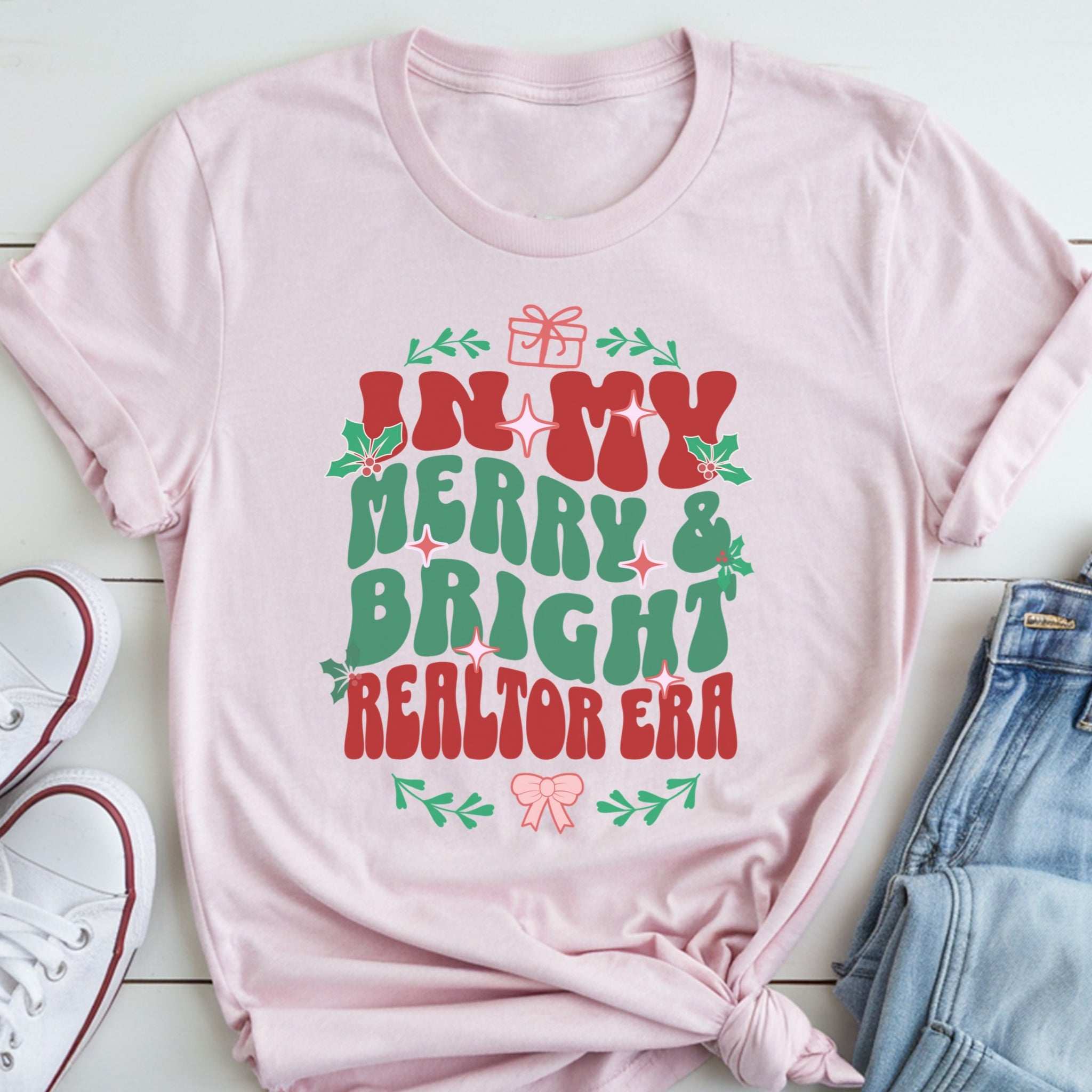 Merry and Bright Cute Holiday Real Estate T-Shirt