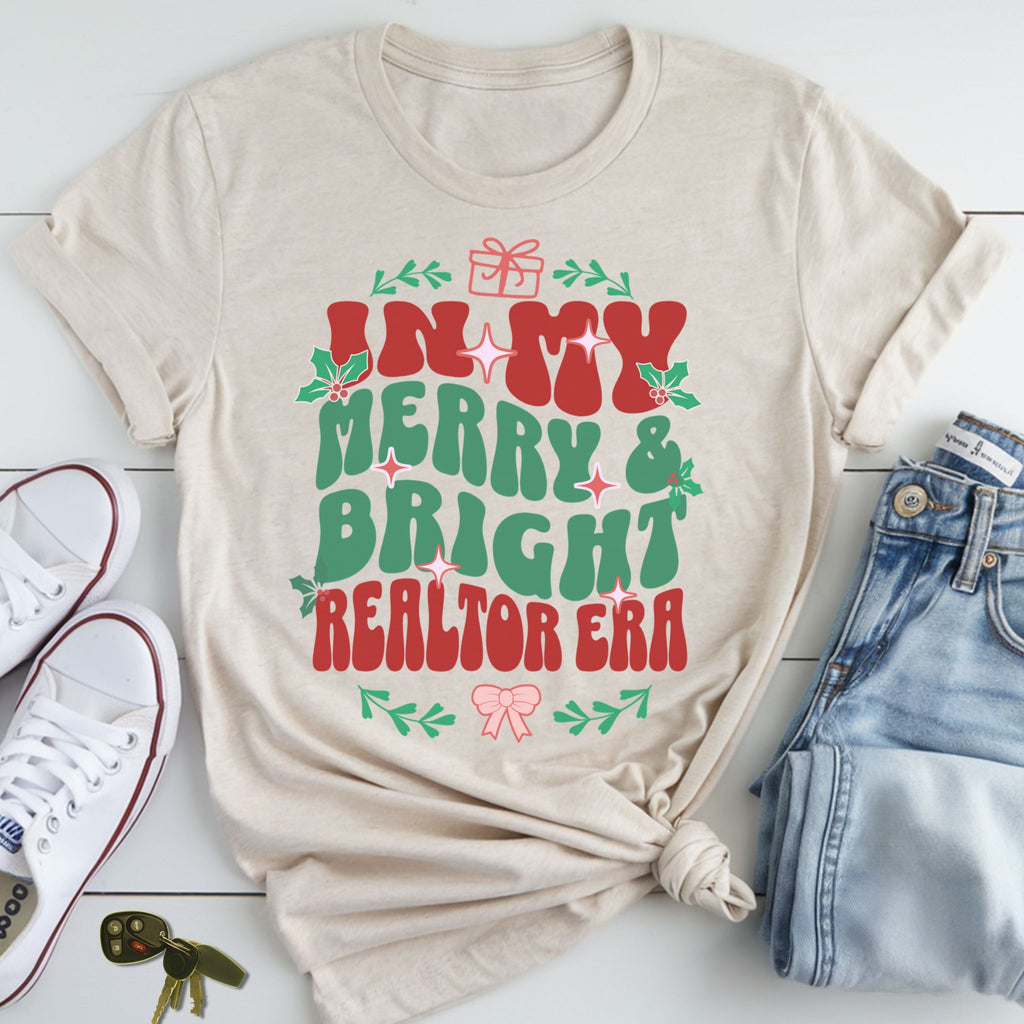 Merry and Bright Cute Holiday Real Estate T-Shirt