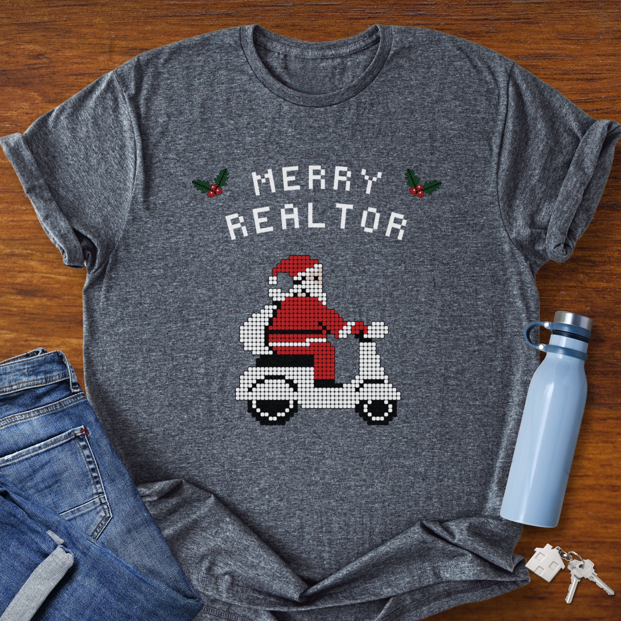Merry Realtor  Scooter – Retro Christmas T-Shirt
