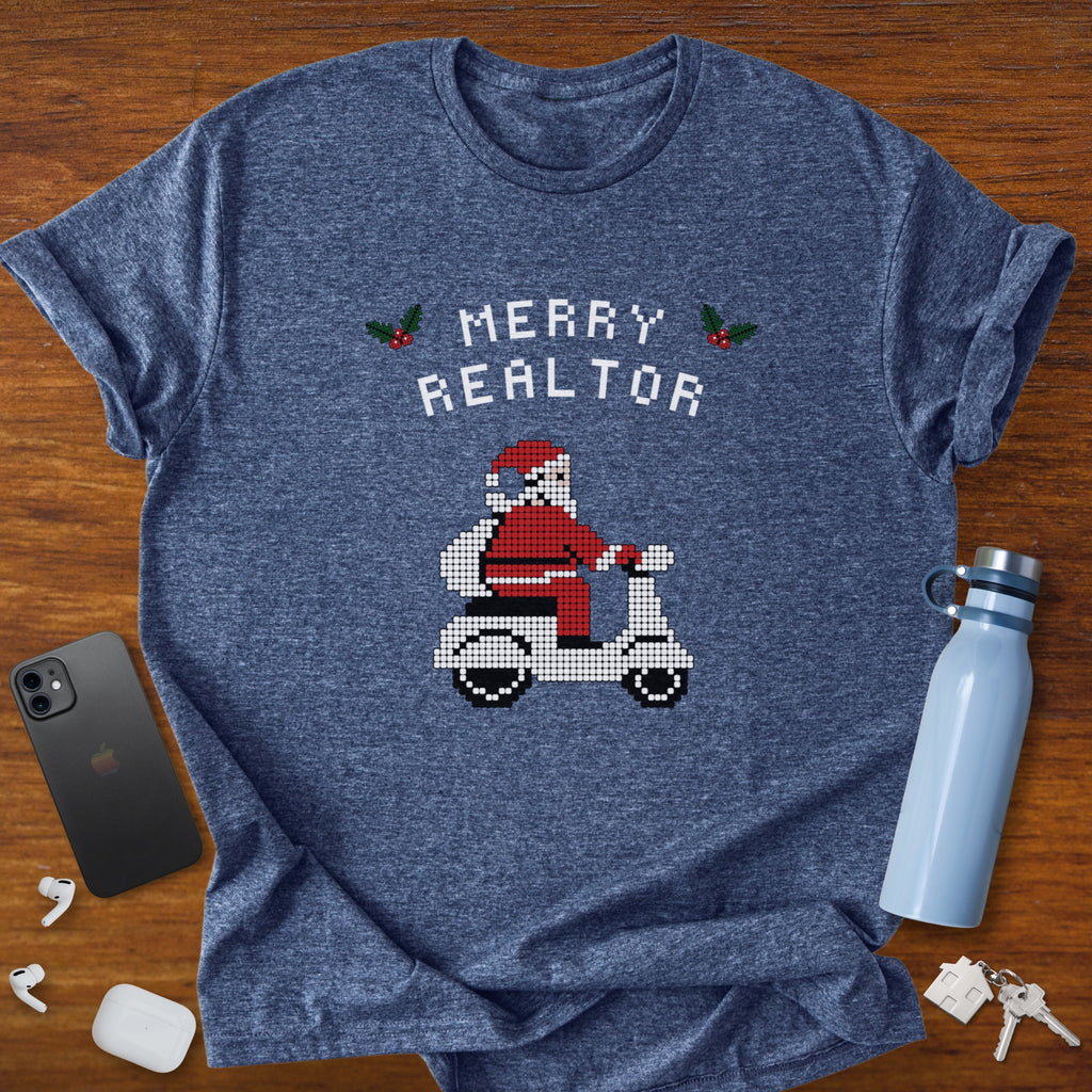 Merry Realtor  Scooter – Retro Christmas T-Shirt