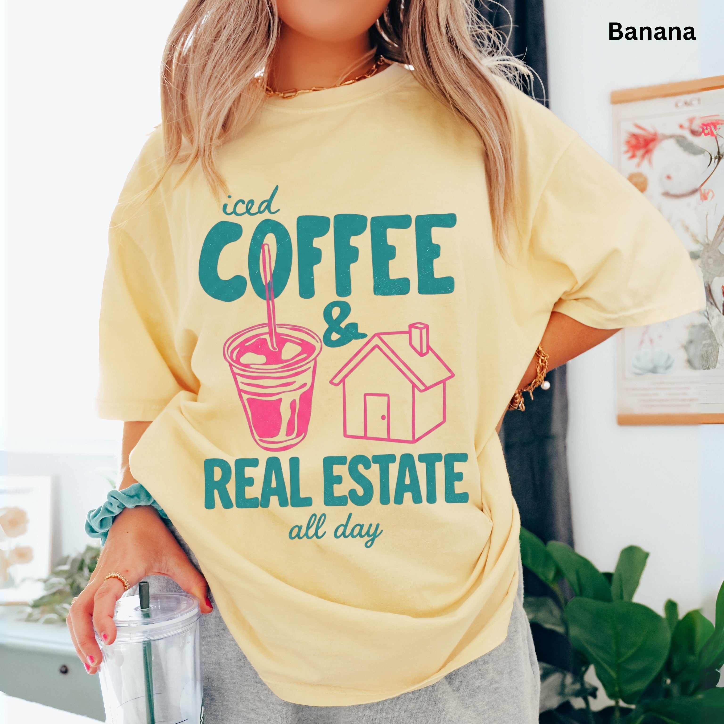 Iced Coffee Retro- Comfort Colors Real Estate T-Shirt