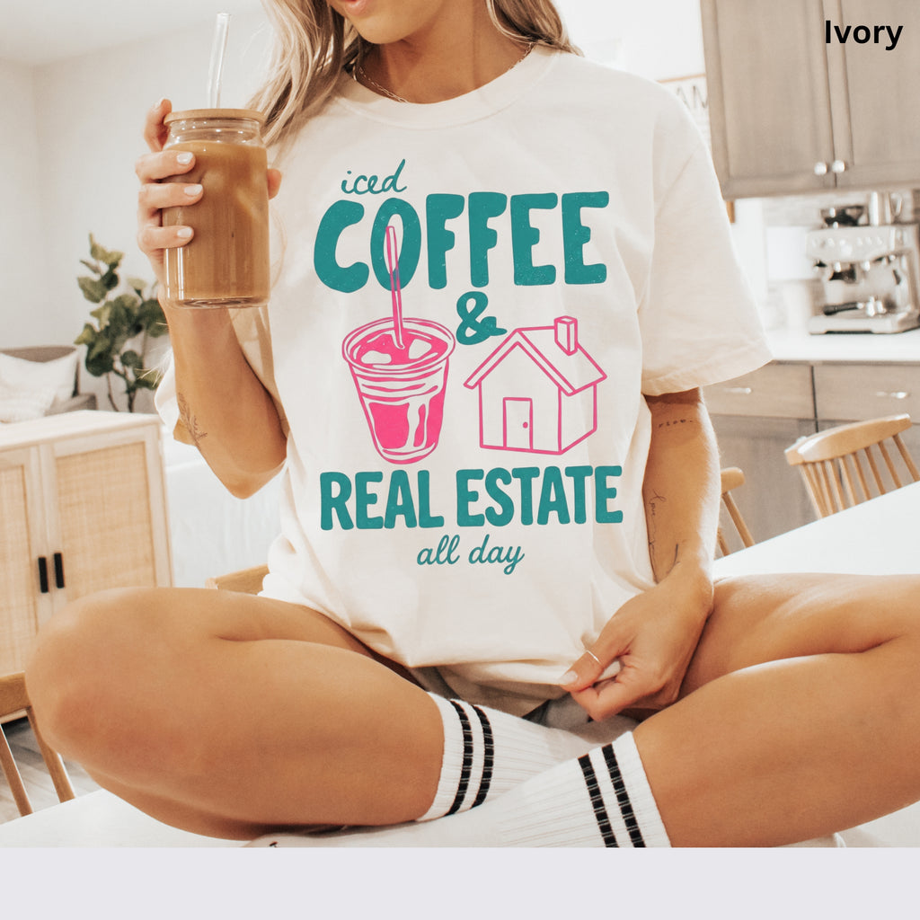 Iced Coffee Retro- Comfort Colors Real Estate T-Shirt
