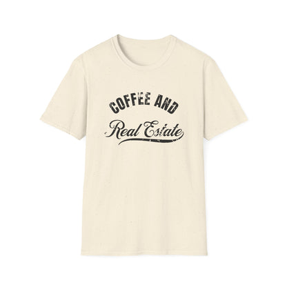 Coffee & Real Estate Vintage Distressed Font - Real Estate T-Shirt