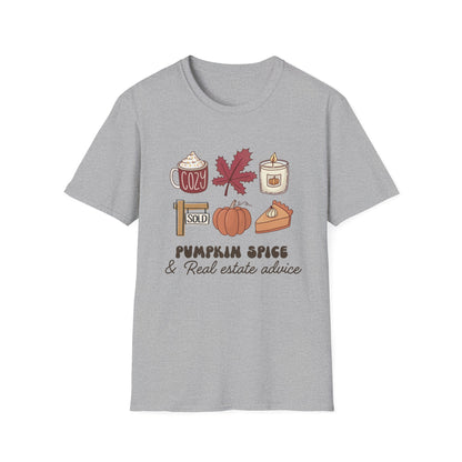 Pumpkin Spice and Real Estate Advice – Fall Icons Real Estate T-Shirt