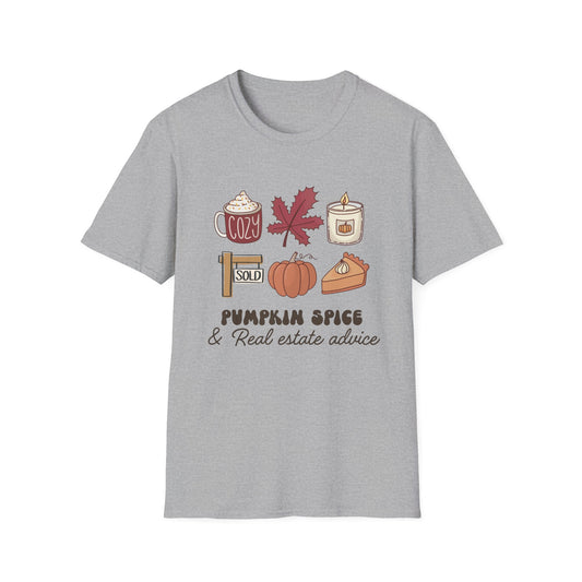 Pumpkin Spice and Real Estate Advice – Fall Icons Real Estate T-Shirt