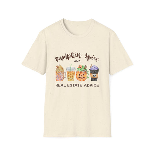 Pumpkin Spice and Real Estate Advice – Fall Drinks Real Estate T-Shirt